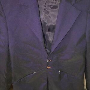 River Island Navy Blue Single-Breasted Blazer with Notch Lapel